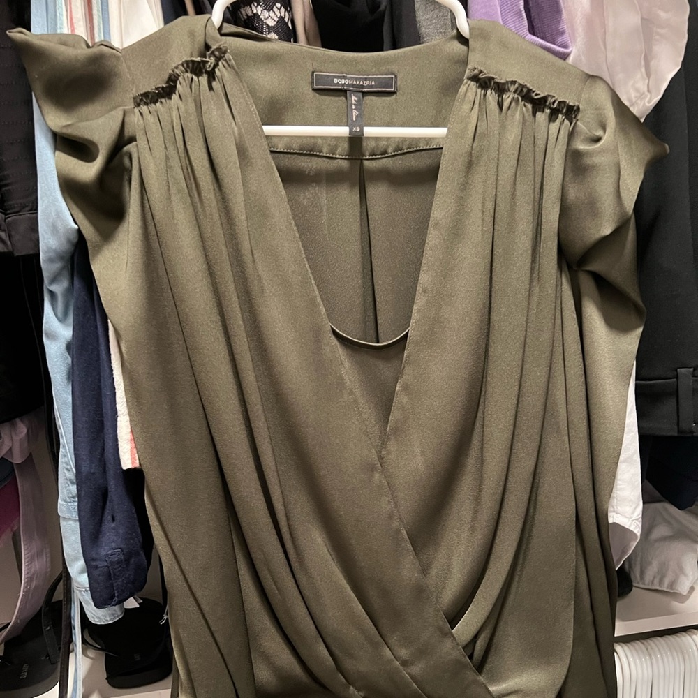 Green, silk blouse. Worn once